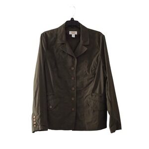 TALBOTS Vintage Blazer Jacket Womens 14 Brown Pocket Career Jacket Minimalist